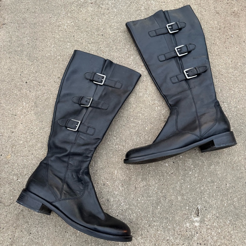 Exco Hobart Black Tall Knee High Leather Riding Boots Size 8 Equestrian Fall